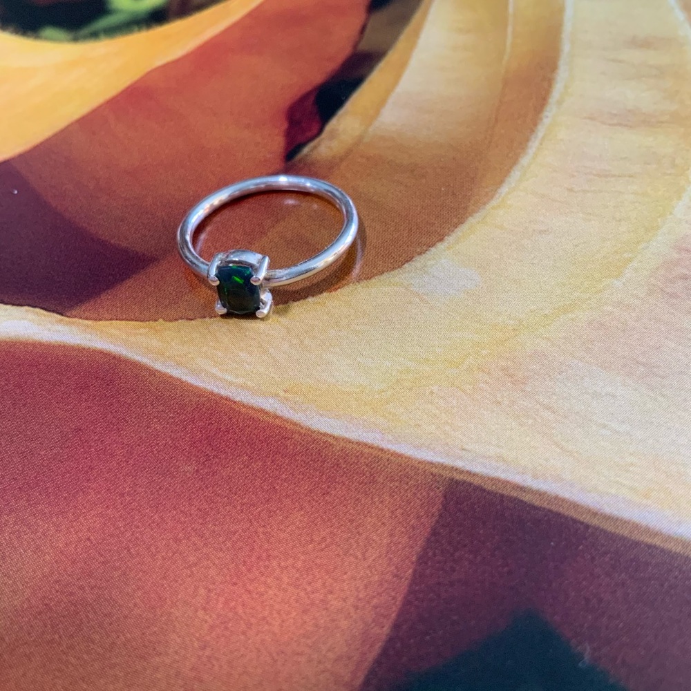 Black Ethiopian Opal Ring - 925 Sterling Silver - Size 5.5 - Picture 6 of 15